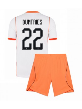 Billige Nederland Denzel Dumfries #22 Bortedraktsett Barn VM 2026 Kortermet (+ Korte bukser)